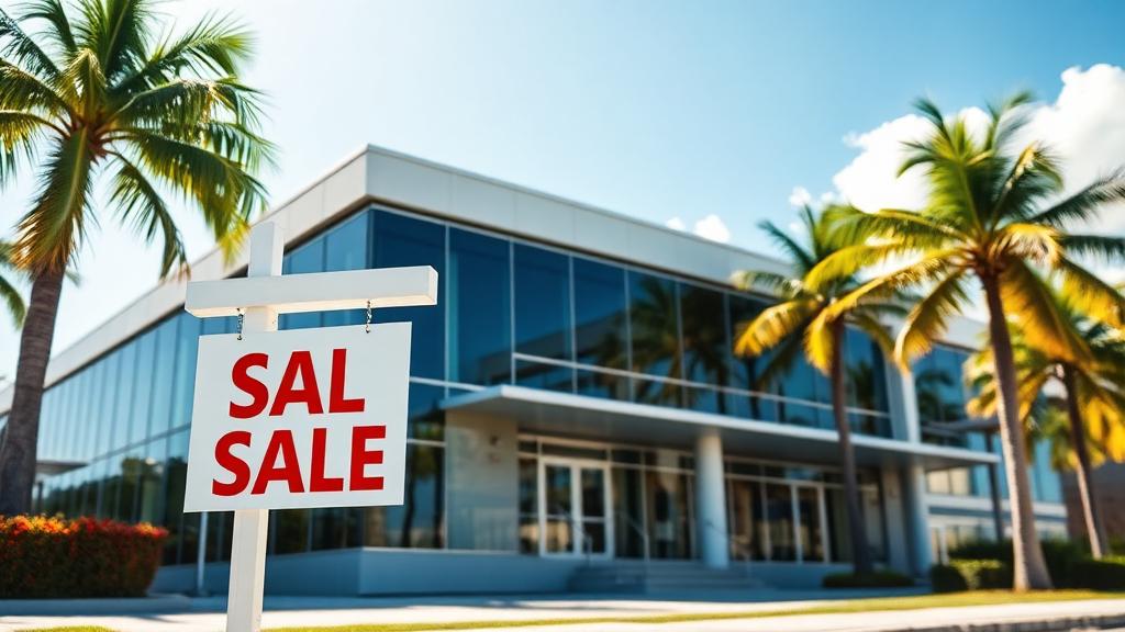 How to sell commercial property quickly in Miami — commercial building with for sale sign